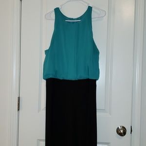 Teal/Black Wide Leg Jumpsuit